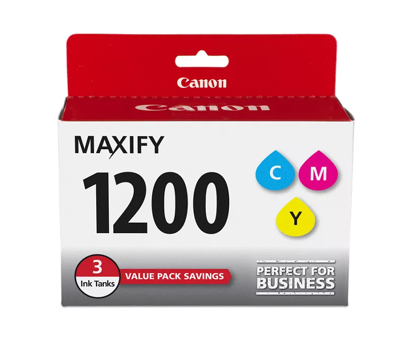 Canon Genuine PGI-1200 Cyan, Magenta & Yellow 3 Ink Tank Value Pack