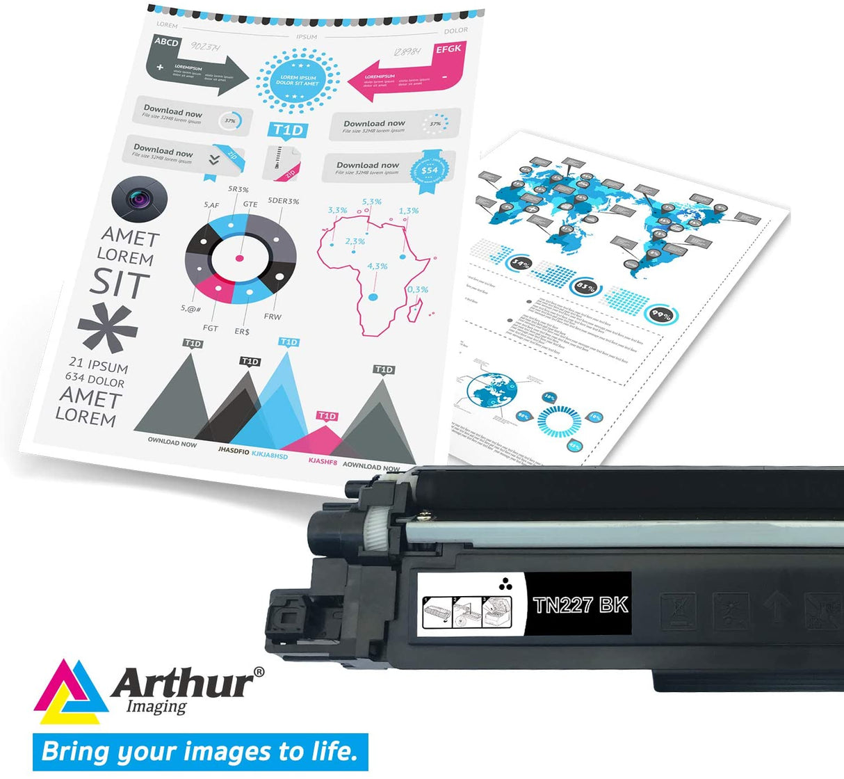 Arthur Imaging with CHIP Compatible Toner Cartridge Replacement for Brother TN227 (Black, 1 Pack)