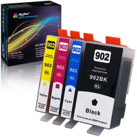 Arthur Imaging Remanufactured Ink Cartridge Replacement for HP 902XL (1 Black, 1 Cyan, 1 Magenta, 1 Yellow, 4-Pack)