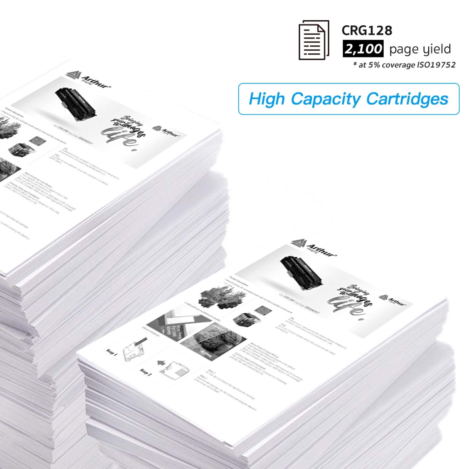 Arthur Imaging Compatible Toner Cartridge Replacement for Canon 128 (3500B001AA) (Black, 2-Pack)