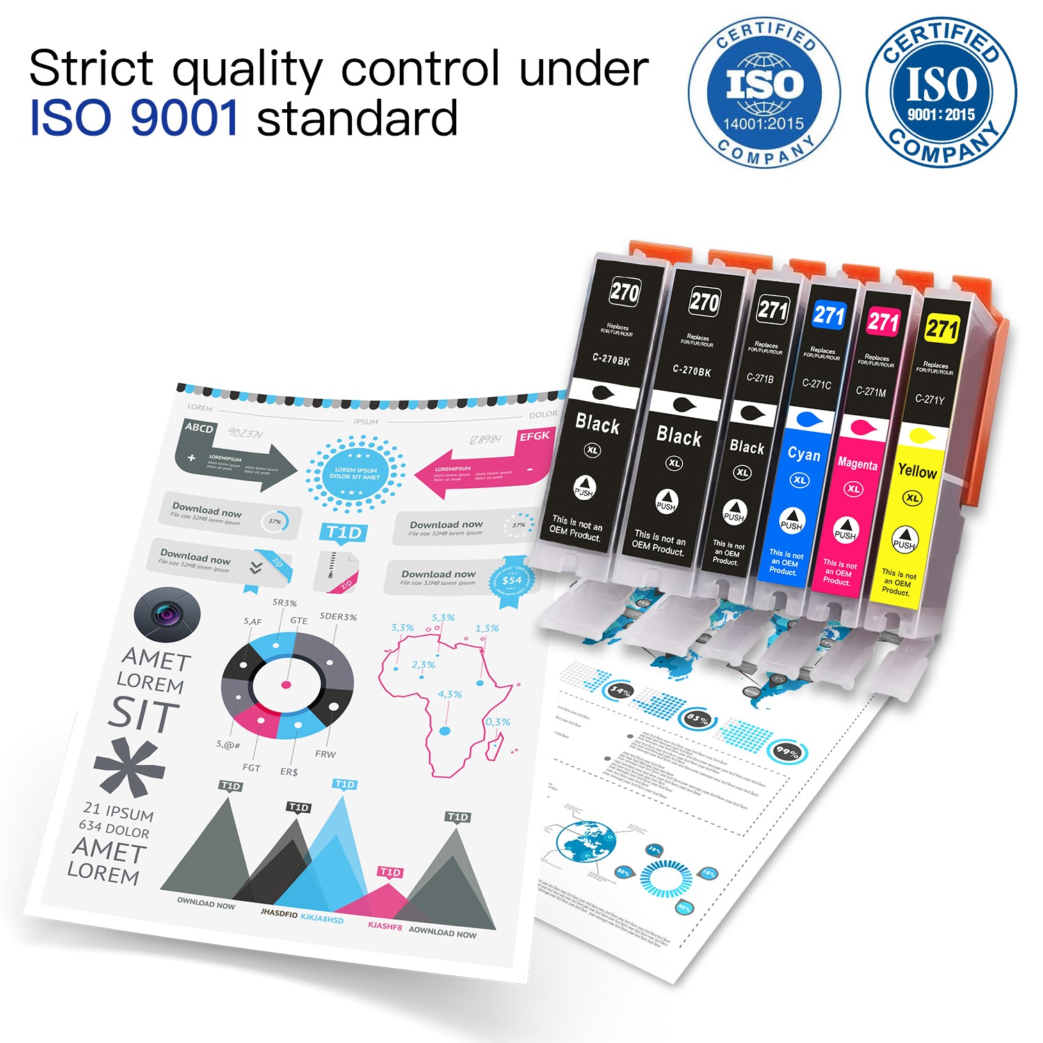 Arthur Imaging Compatible Ink Cartridge Replacement for 270XL 271XL (2 Large Black, 1 Small Black, 1 Cyan, 1 Yellow, 1 Magenta, 6-Pack)