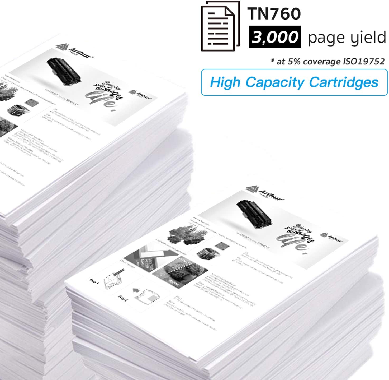 Arthur Imaging Compatible High Yield Toner Cartridge Replacement for Brother TN730 TN760 With IC Chip (Black, 1-Pack)