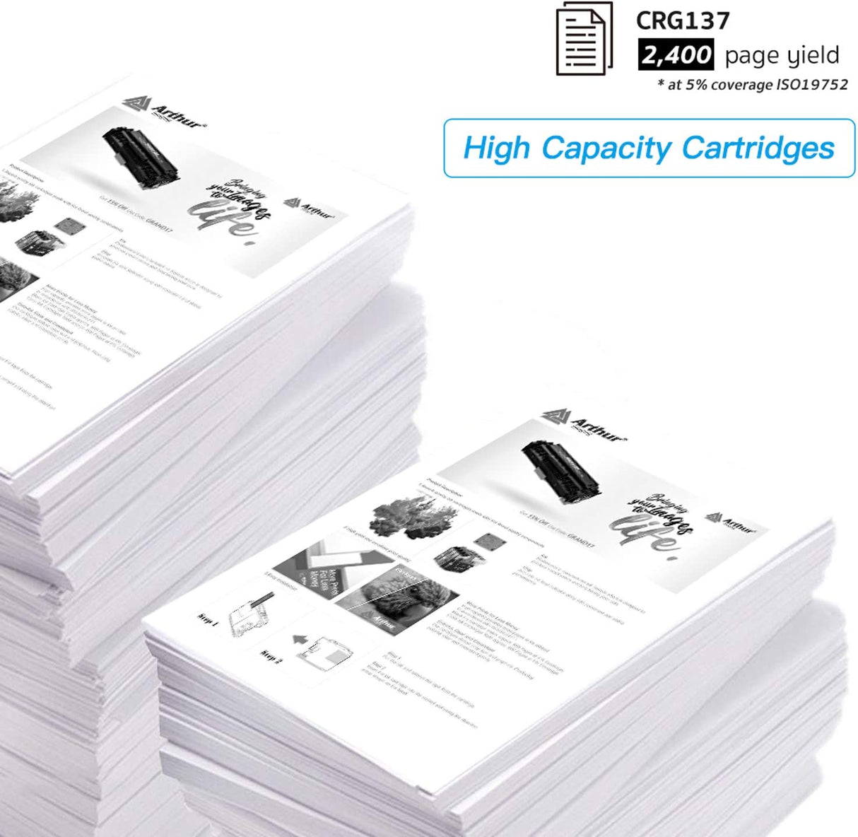 Arthur Imaging Compatible Toner Cartridge Replacement for Canon 137 (9435B001AA) (Black, 2-Pack)