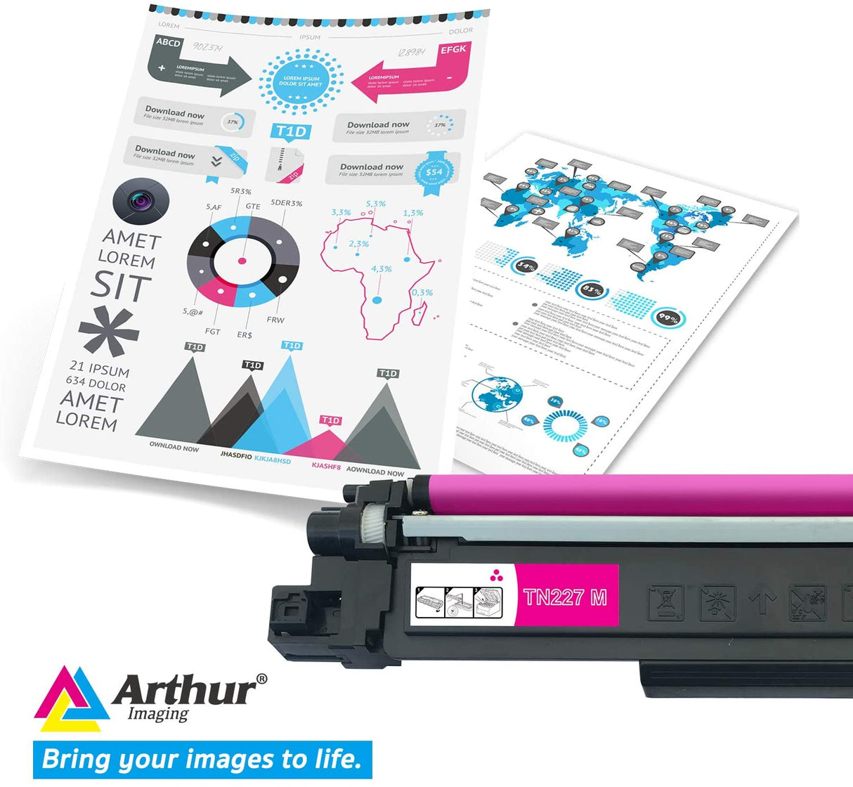 Arthur Imaging with CHIP Compatible Toner Cartridge Replacement for Brother Tn227 (Magenta, 1 Pack)