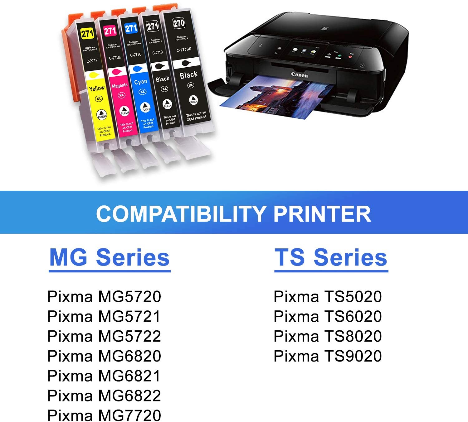 Arthur Imaging 15 Pack Compatible Ink Cartridge Replacement for 270XL 271XL (3 Large Black, 3 Small Black, 3 Cyan, 3 Yellow, 3 Magenta, 15-Pack)