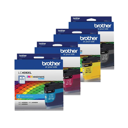 Brother LC406XL4PKBUND High Yield INKvestment Tank Ink Cartridges 4-Pack