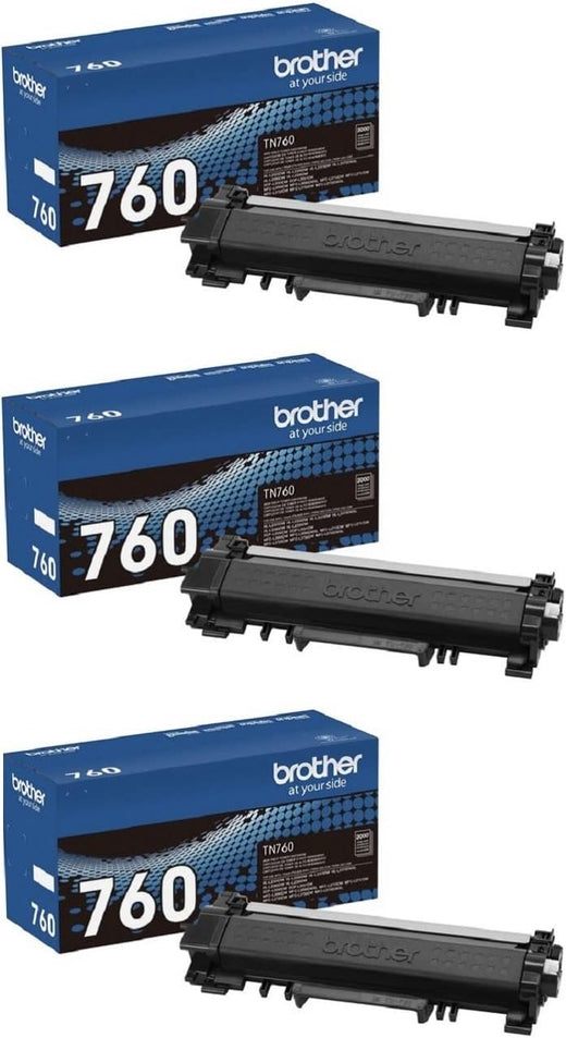 Brother TN760 High Yield Toner Cartridge, 3 Pack