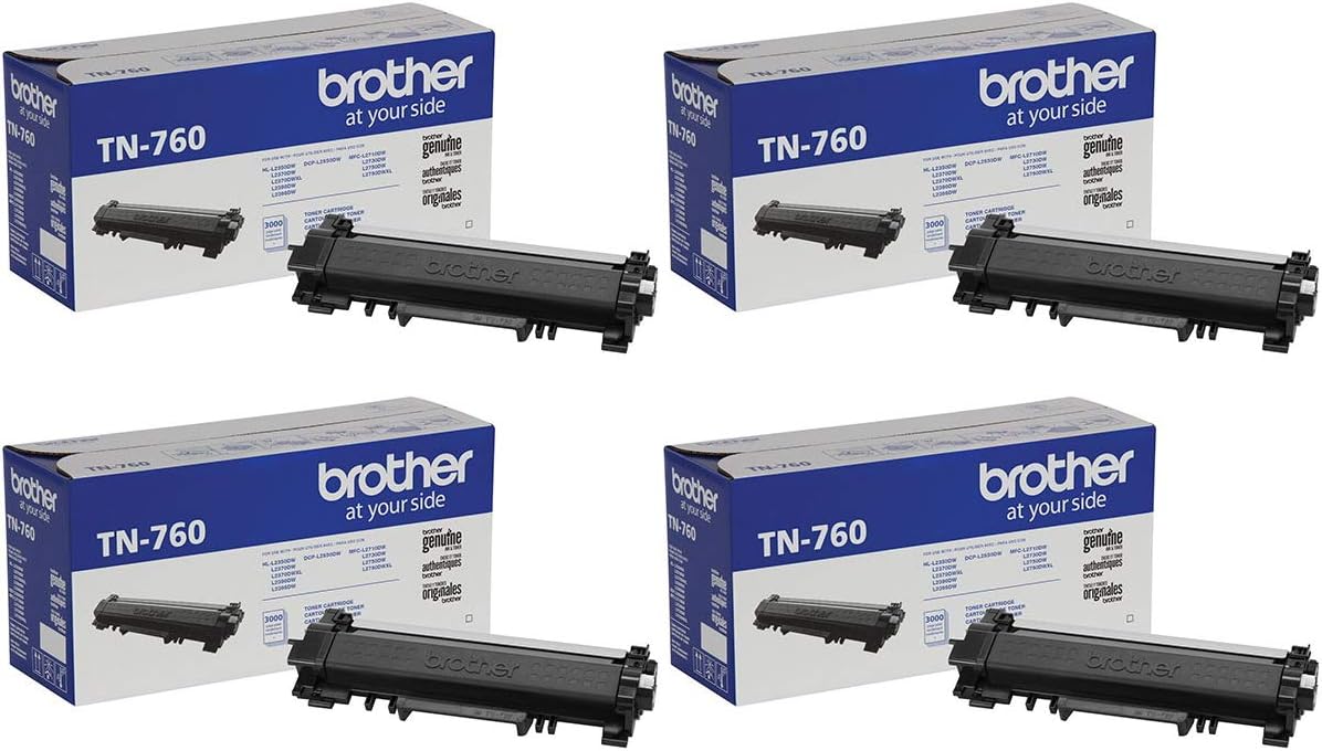 Brother TN760 High Yield Toner Cartridge, 4 Pack