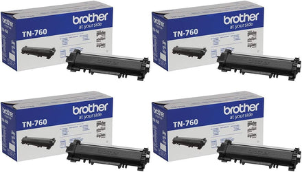 Brother TN760 High Yield Toner Cartridge, 4 Pack