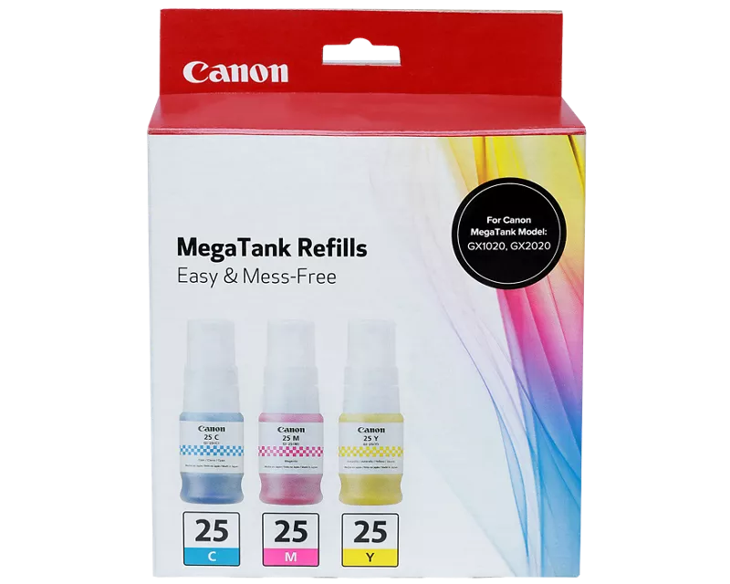 Canon Genuine GI-25 CMY Ink Bottle Value Pack