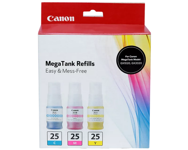 Canon Genuine GI-25 CMY Ink Bottle Value Pack