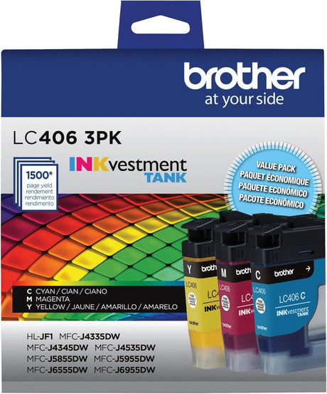 Brother LC4063PK 3 Pack of Standard Yield Cyan, Magenta and Yellow