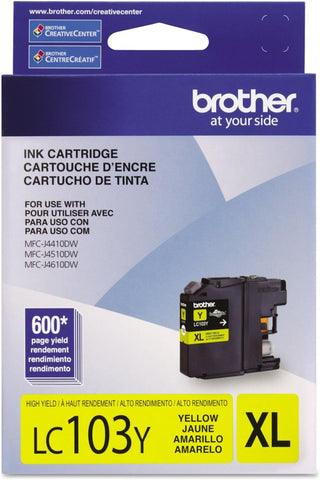 Brother Genuine High Yield Yellow Ink Cartridge, LC103Y