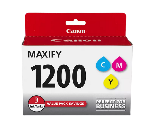 Canon Genuine PGI-1200 Cyan, Magenta & Yellow 3 Ink Tank Value Pack