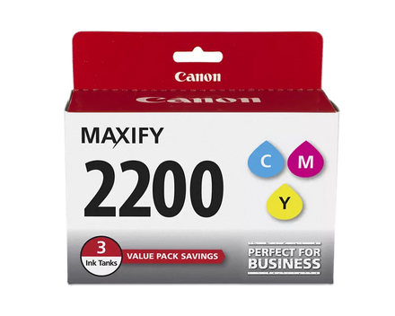 Canon Genuine PGI-2200 Cyan, Magenta & Yellow 3 Ink Tank Value Pack