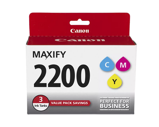 Canon Genuine PGI-2200 Cyan, Magenta & Yellow 3 Ink Tank Value Pack
