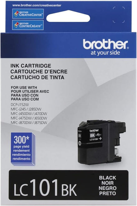 Brother Genuine Standard Yield Black Ink Cartridge, LC101BK