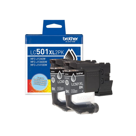 Brother Genuine LC501XL2PKS Twin Pack High Yield Black Ink Cartridges