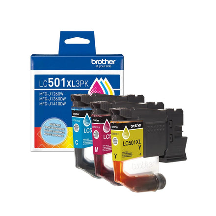 Brother Genuine LC501XL3PKS 3-Pack High Yield Color Ink Cartridges