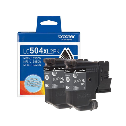 Brother Genuine LC504XL2PKS Twin Pack High Yield Black Ink Cartridges