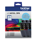 Brother LC401XL3PKS High-Yield Ink, 3 pack Color, Cyan, Magenta, Yellow