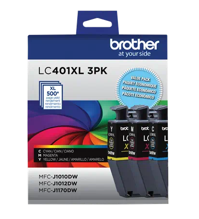 Brother LC401XL3PKS High-Yield Ink, 3 pack Color, Cyan, Magenta, Yellow