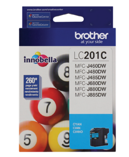 Brother Genuine Standard Yield Cyan Ink Cartridge, LC201C
