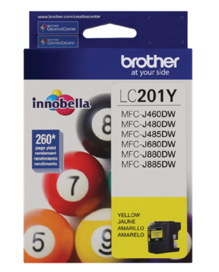 Brother Genuine Standard Yield Yellow Ink Cartridge, LC201Y