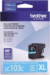 Brother Genuine High Yield Cyan Ink Cartridge, LC103C