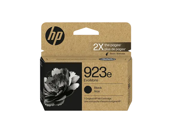 HP 923e EvoMore Black Original Ink Cartridge, 4K0T7LN — official product image