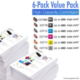 Arthur Imaging Compatible Ink Cartridge Replacement for Canon PGI-270XL CLI-271XL (1 Large Black, 1 Small Black, 1 Cyan, 1 Yellow, 1 Magenta, 1 Gray, 6-Pack)