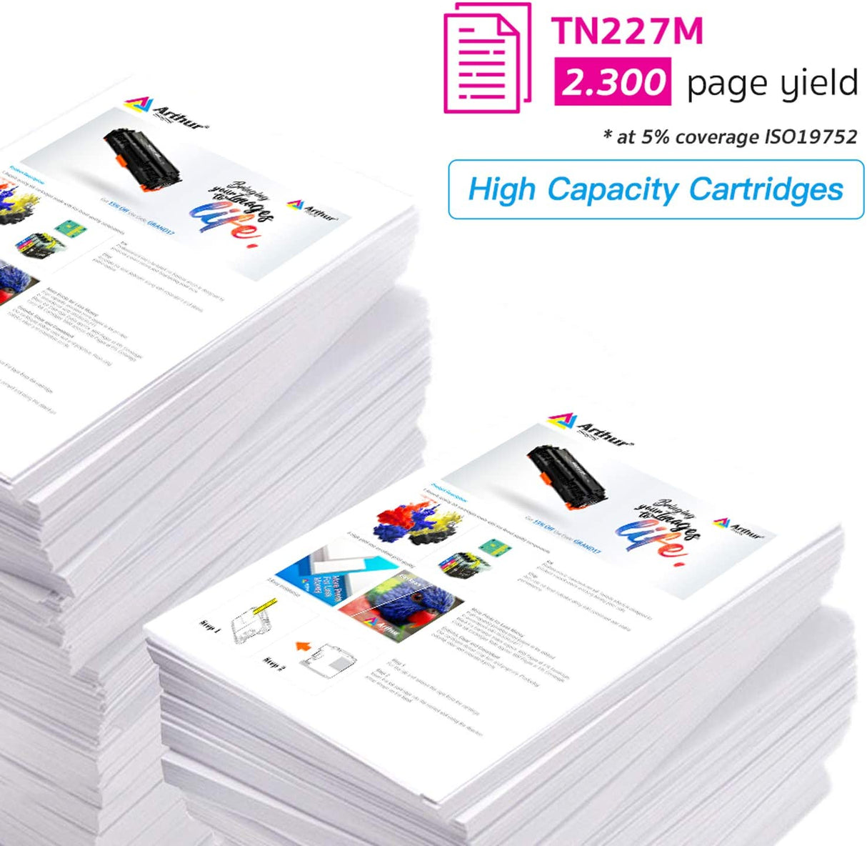 Arthur Imaging with CHIP Compatible Toner Cartridge Replacement for Brother Tn227 (Magenta, 1 Pack)
