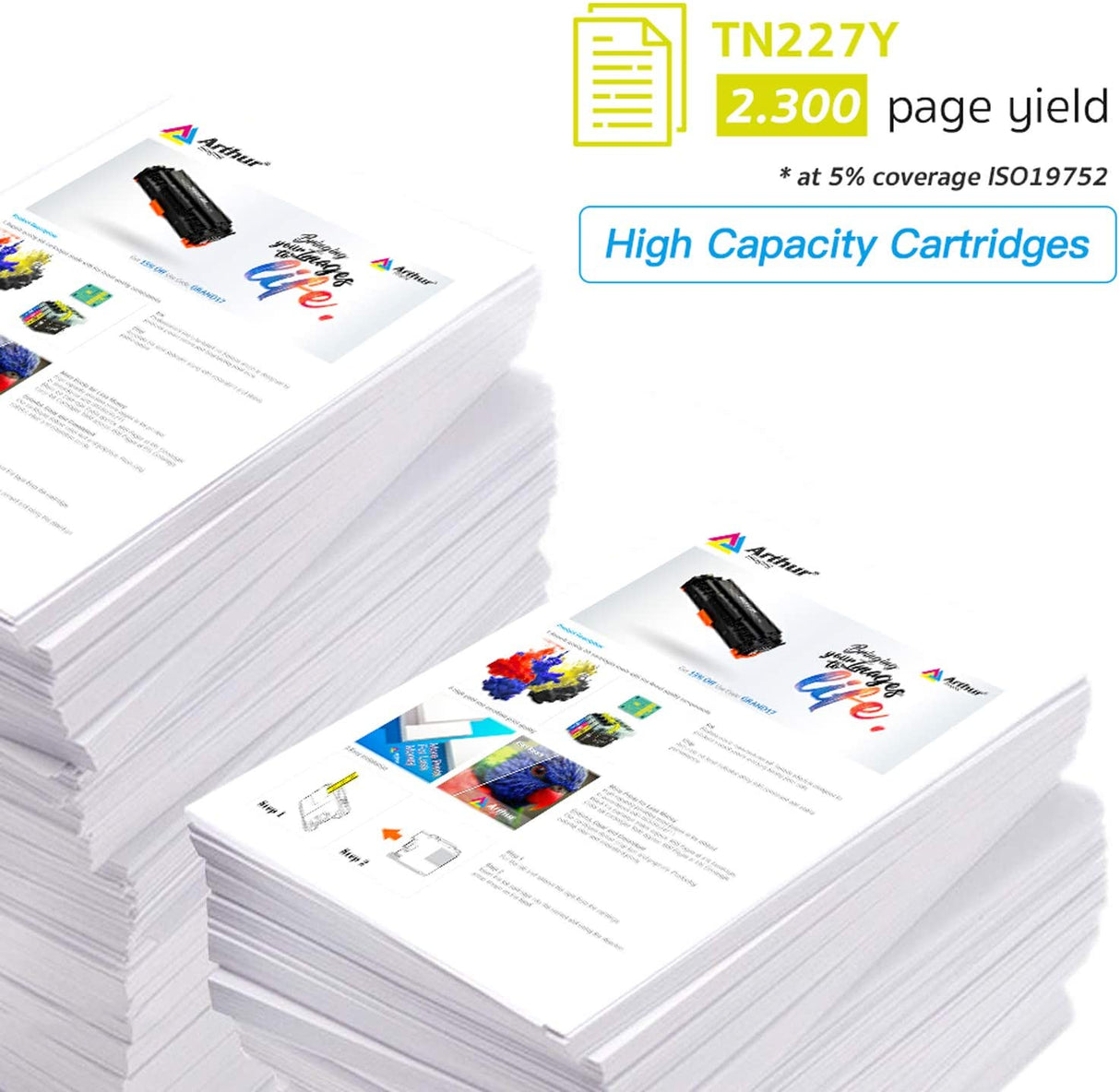 Arthur Imaging with CHIP Compatible Toner Cartridge Replacement for Brother TN227 (Yellow, 1 Pack)