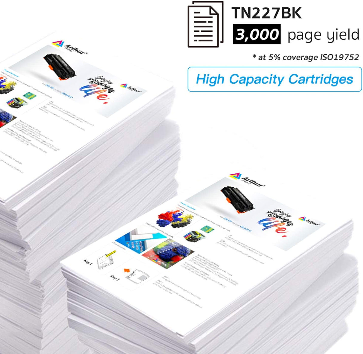 Arthur Imaging with CHIP Compatible Toner Cartridge Replacement for Brother TN227 (Black, 1 Pack)