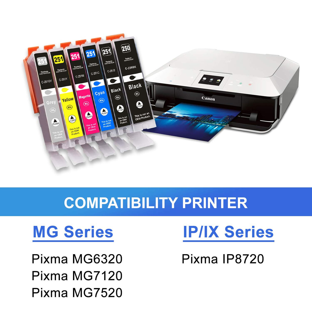 Arthur Imaging Compatible Ink Cartridge Replacement for Canon PGI-250XL CLI-251XL (4 Large Black, 2 Small Black, 2 Cyan, 2 Yellow, 2 Magenta, 2 Gray, 14-Pack)