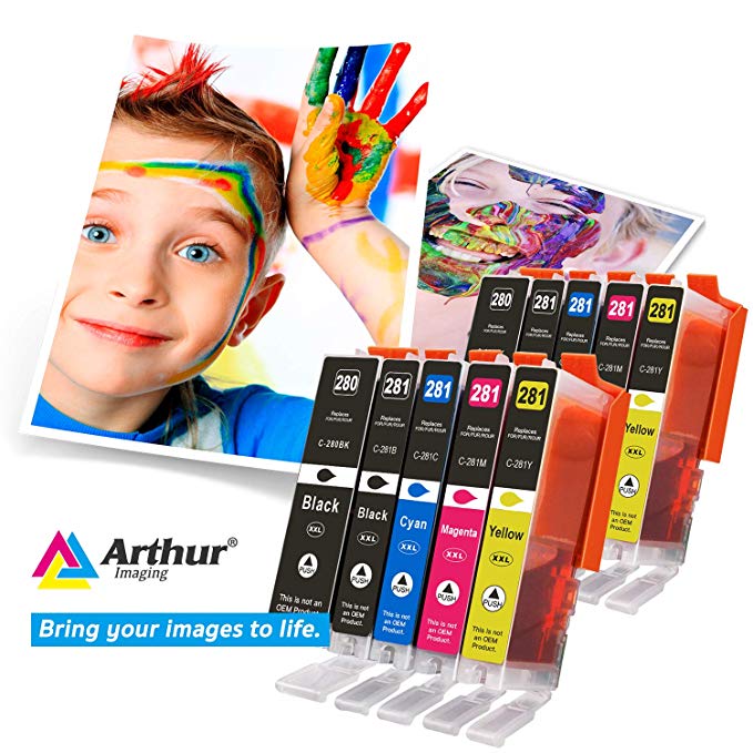 Arthur Imaging Compatible Ink Cartridge Replacement for PGI280XXL CLI281XXL (10 Pack)