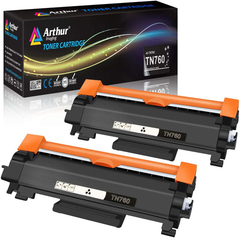 Arthur Imaging Compatible High Yield Toner Cartridge Replacement for Brother TN730 TN760 With IC Chip (Black, 2-Pack)