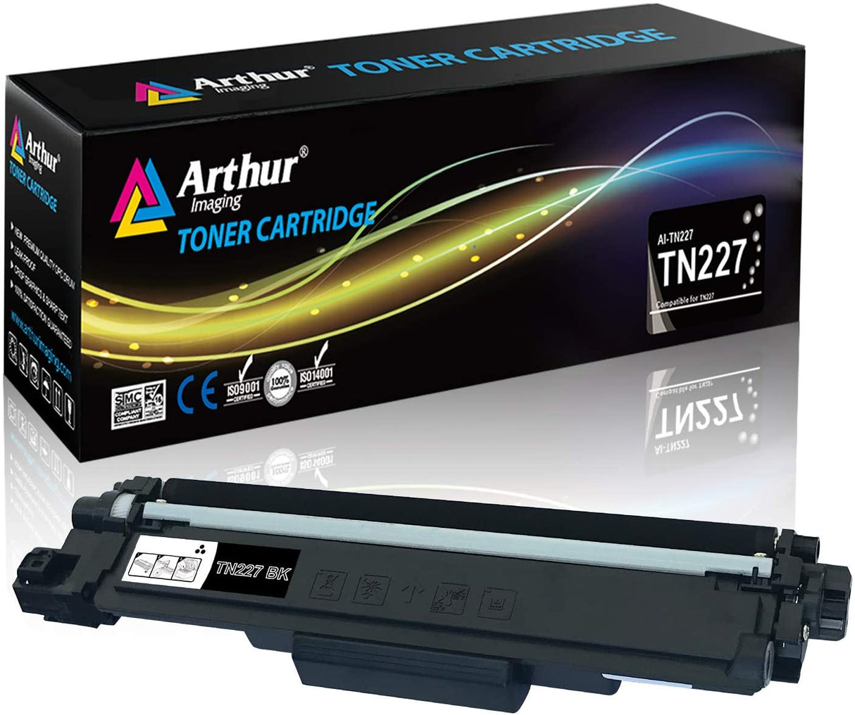 Arthur Imaging with CHIP Compatible Toner Cartridge Replacement for Brother TN227 (Black, 1 Pack)