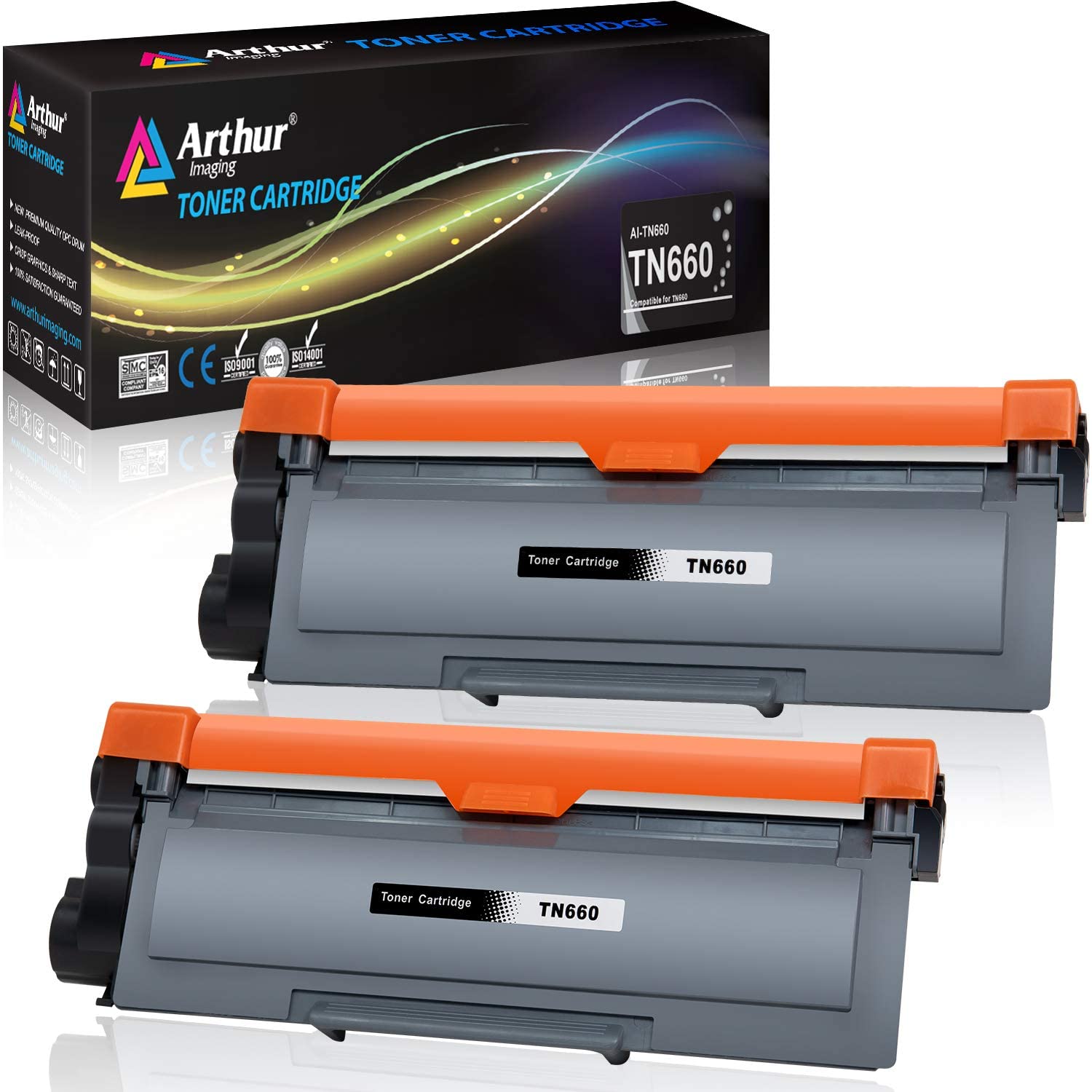 Arthur Imaging Compatible Toner Cartridge Replacement for Brother TN630 TN660 (Black, 2 Pack)