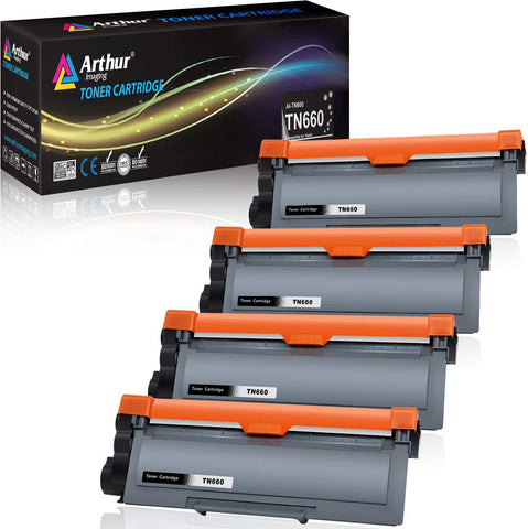 Arthur Imaging Compatible Replacement Combo Set for Brother TN630 TN660 (4 High Yield Black Toner Cartridge, 4-Pack)