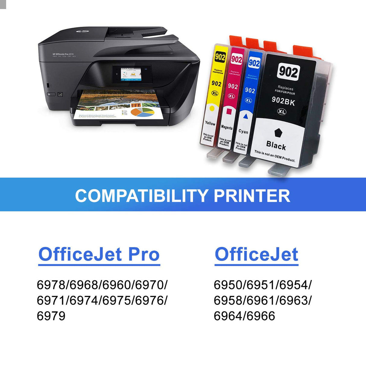Arthur Imaging Remanufactured Ink Cartridge Replacement for HP 902XL (1 Black, 1 Cyan, 1 Magenta, 1 Yellow, 4-Pack)