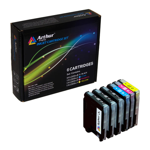 Arthur Imaging Compatible Ink Cartridge Replacement for Brother LC-103XL (3 Black, 1 Cyan, 1 Yellow, 1 Magenta, 6-Pack)