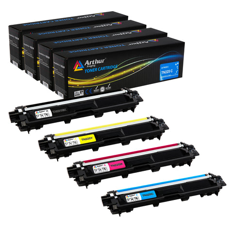 Arthur Imaging Compatible Toner Cartridge Replacement for Brother TN221 TN225 (Black, Cyan, Yellow, Magenta, 4-Pack)