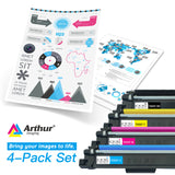 Arthur Imaging Compatible Toner Cartridges Replacement for Brother TN227 (Black, Cyan, Yellow, Magenta, 4-pack)