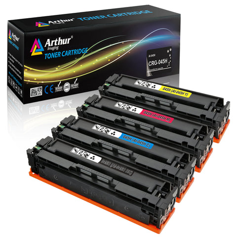 Arthur Imaging Compatible replacement for Canon 045H CRG 045 High Yield Cartridge (1 Black,1 Cyan,1 Magenta, 1 Yellow, 4-Pack)