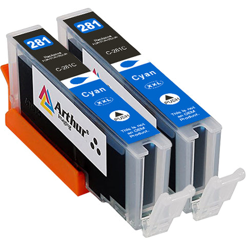 Arthur Imaging Compatible Ink Cartridge Replacement for Canon CLI-281XXL use with PIXMA TS9120 TS8120 TS8220 (Cyan) 2 Pack