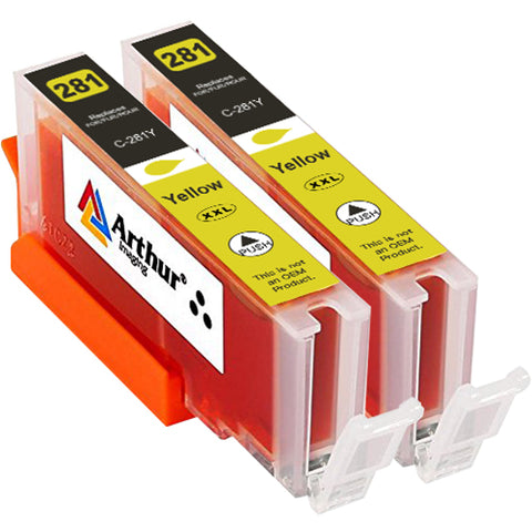Arthur Imaging Compatible Ink Cartridge Replacement for Canon CLI-281XXL use with PIXMA TS9120 TS8120 TS8220 (Yellow) 2 Pack