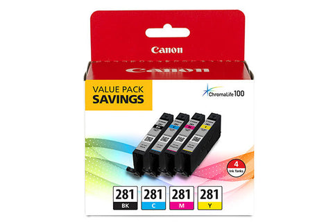 Canon CLI-281 Black, Cyan, Magenta & Yellow 4 Ink Pack