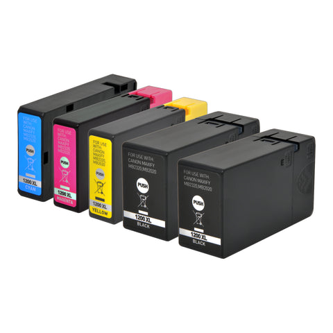 Arthur Imaging Compatible Ink Cartridge Replacement for Canon PGI-1200XL (2 Black, 1 Cyan, 1 Magenta, 1 Yellow, 5-Pack)