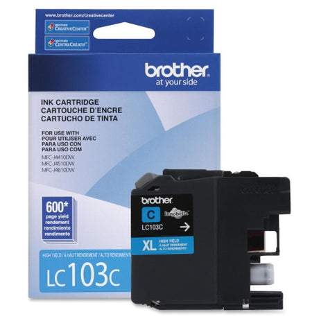 Brother Genuine High Yield Cyan Ink Cartridge, LC103C